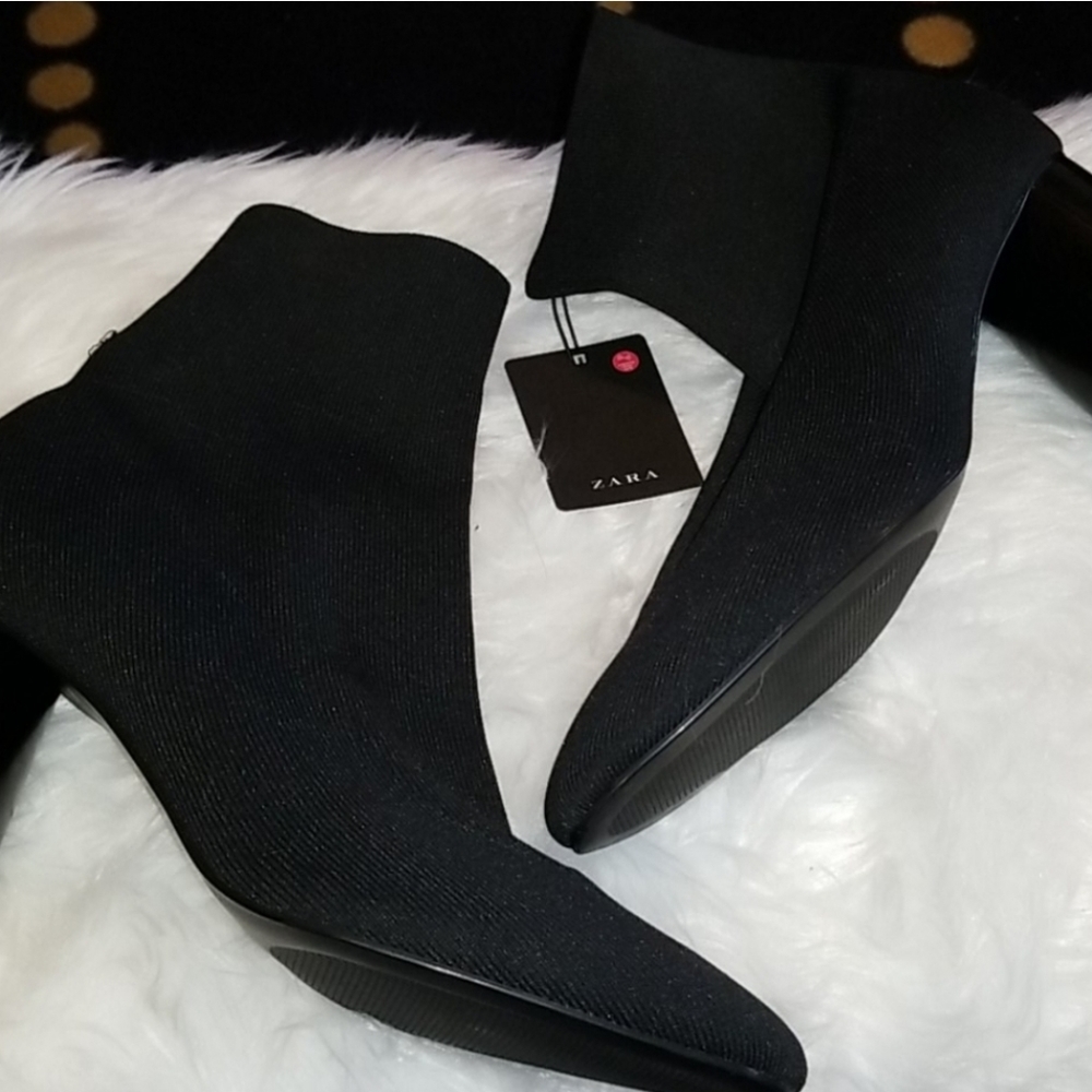 Zara Basic Fabric Round Heel Boots